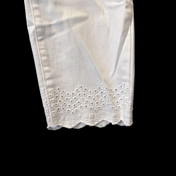 Talbots White Flawless Slim Ankle Stretchy Cropped Jeans Eyelet Pockets Size 16W - Picture 3 of 8